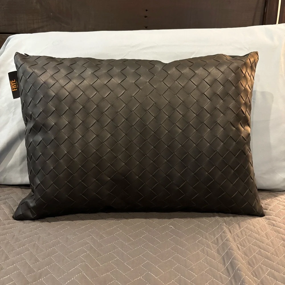 Frye Throw Pillow Black Faux Woven 19
